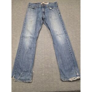 Levis 514 Slim Straight Jeans Mens 32x32 Medium Wash Blue Cotton Distressed